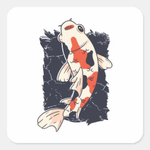 Sierlijke Koi Vis met Rode Witte Zwarte Kleuren Vierkante Sticker