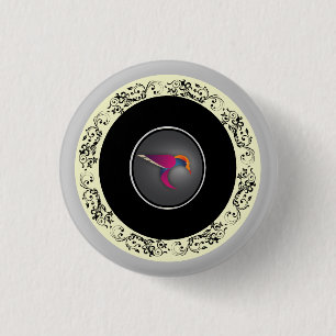 Sierlijke Kolibrie Cirkel Kunstontwerp Ronde Button 3,2 Cm