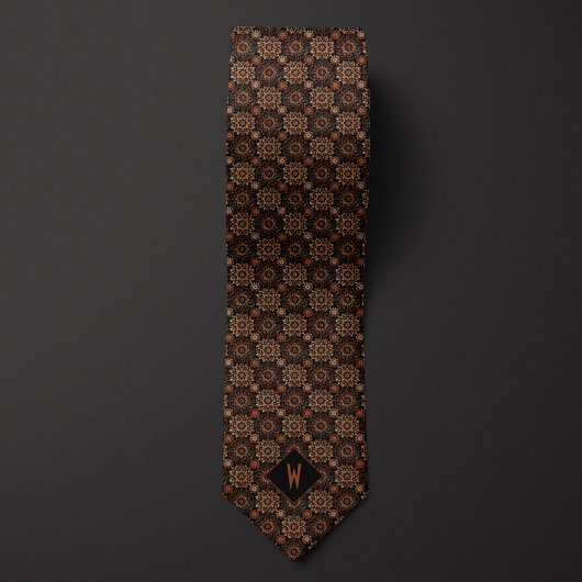 Sierlijke Koperen Mandala Monogram Stropdas