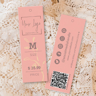 sierlijke koraal roze blad QR kleding prijs Labels