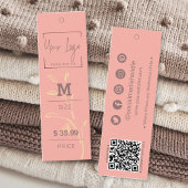 sierlijke koraal roze blad QR kleding prijs Labels