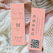 sierlijke koraal roze blad QR kleding prijs Labels