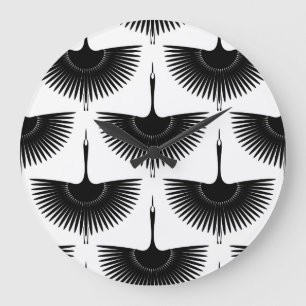 sierlijke kraan: oosterse vogel patroon grote klok