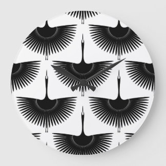 sierlijke kraan: oosterse vogel patroon grote klok