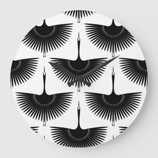 sierlijke kraan: oosterse vogel patroon grote klok (Voorkant)