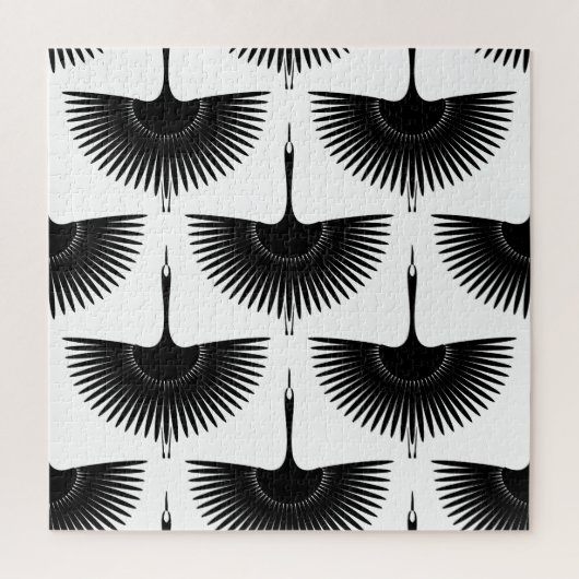 sierlijke kraan: oosterse vogel patroon legpuzzel (Verticaal)