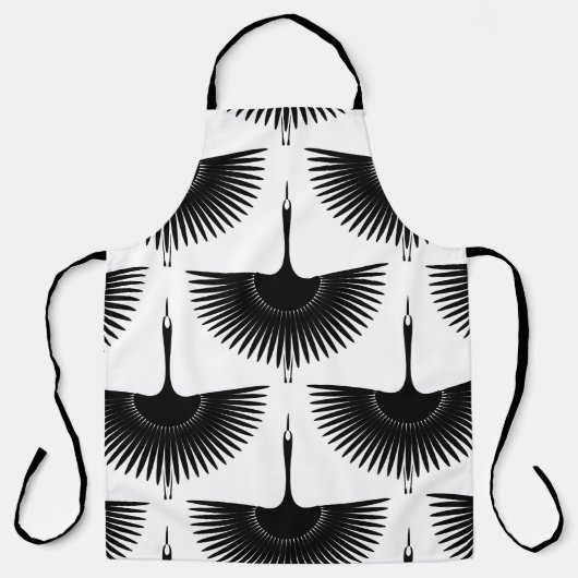 sierlijke kraan: oosterse vogel patroon schort (Voorkant)