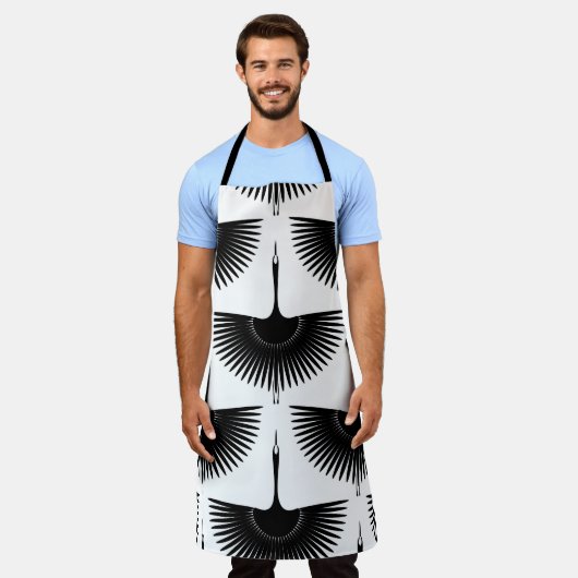 sierlijke kraan: oosterse vogel patroon schort (Gedragen)