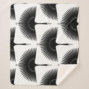 sierlijke kraan: oosterse vogel patroon sherpa deken