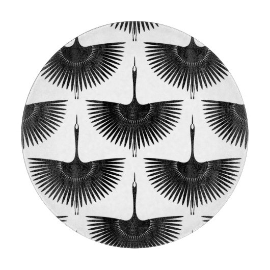 sierlijke kraan: oosterse vogel patroon snijplank (Voorkant)