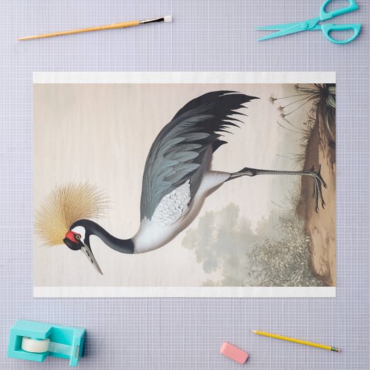 Sierlijke kraan  ornithologie decoupage kunst tissuepapier (Craft)