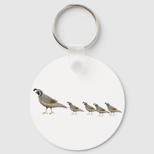Sierlijke Kwartelfamilie Sleutelhanger (Voorkant)
