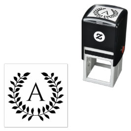 Sierlijke lauwerkrans met op maat gemaakt monogram  zelfinktende stempel