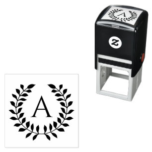 Sierlijke lauwerkrans met op maat gemaakt monogram zelfinktende stempel
