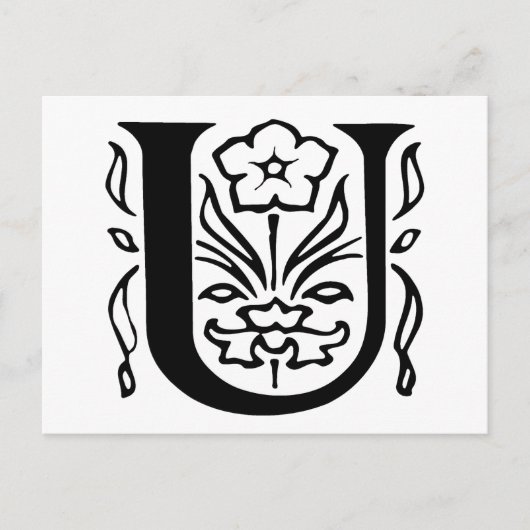 Sierlijke Letter U Briefkaart (Voorkant)
