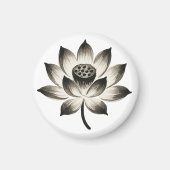 Sierlijke Lotus – Inktborstel Bloem op Magneet (Voorkant)