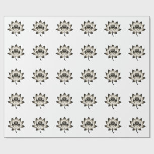 Sierlijke Lotus – Inktborstel op Bloem Cadeaupapier