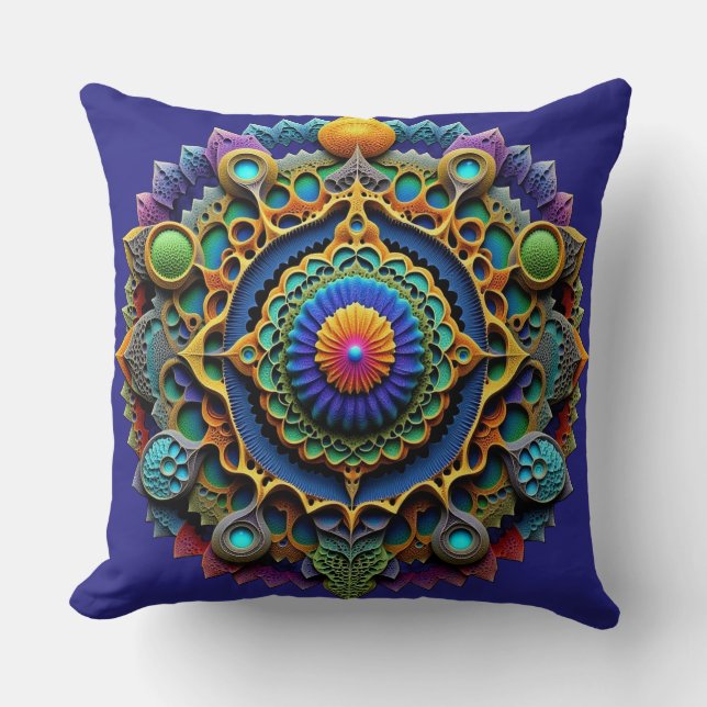 Sierlijke Mandala Boho Decoratie Kussen (Voorkant)