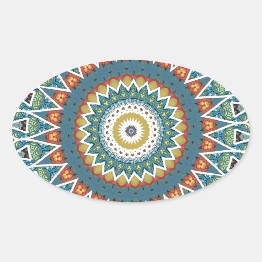 Sierlijke Mandala Ovale Sticker (Voorkant)