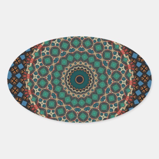 Sierlijke Mandala Ovale Sticker (Voorkant)
