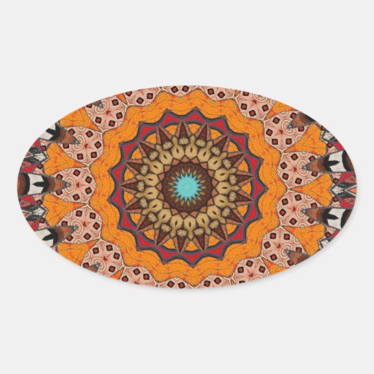 Sierlijke Mandala Ovale Sticker (Voorkant)