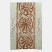 Sierlijke mediterrane bruine grens met tekst theedoek (Verticaal)