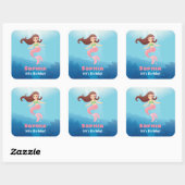 Sierlijke Meermin Meisje Onder Zee Feest Decoratie Vierkante Sticker (Vel)