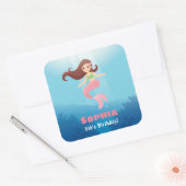 Sierlijke Meermin Meisje Onder Zee Feest Decoratie Vierkante Sticker (Envelop)