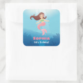 Sierlijke Meermin Meisje Onder Zee Feest Decoratie Vierkante Sticker (Tas)