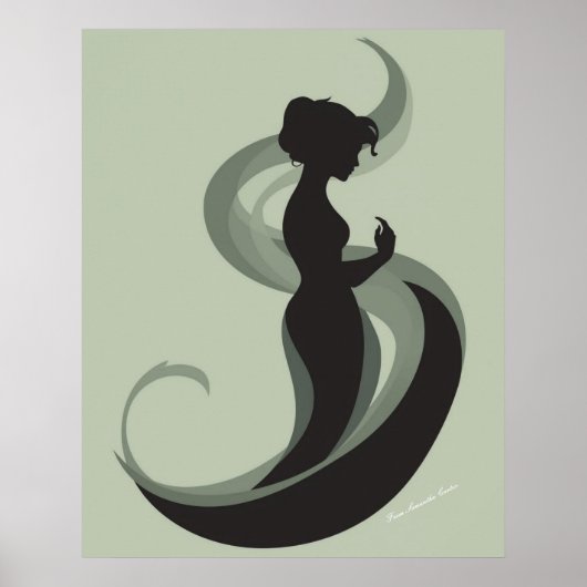 Sierlijke minimalistische vrouw silhouet – Modern Poster (Voorkant)