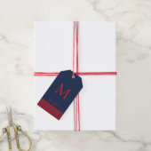 Sierlijke Monogram Navy & Rode Cadeautags Cadeaulabel (Met Touw)
