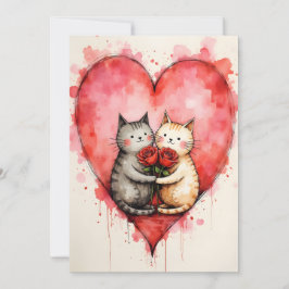 Sierlijke Moppige Katten Valentijnsharten en Rode Kaart
