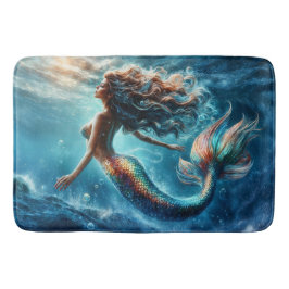 Sierlijke mythische zee dweller zeemeermin scene badmat