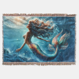 Sierlijke mythische zee dweller zeemeermin scene deken