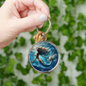 Sierlijke mythische zee dweller zeemeermin scene sleutelhanger (Hand)