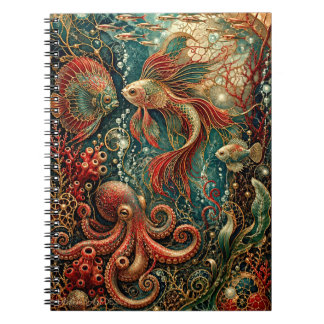 Sierlijke Onderwater Fantasie Octopus Elegante Vis Notitieboek