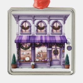 SIERLIJKE OPRUIKING VAN WINKELGEVEL MET KERSTVERSI METALEN ORNAMENT