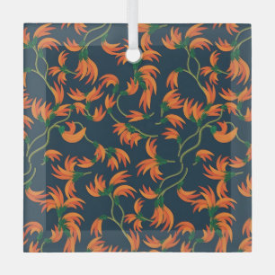 Sierlijke oranje bloempatroon glas ornament