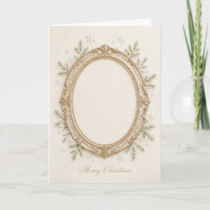 Sierlijke ovale lijst foto kerstkaart — Elegant Kaart