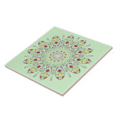 Sierlijke Paarse Gele Mandala Tegeltje (Zijkant)