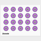 Sierlijke Paarse Hart Ring Frame Ronde Sticker (Vel)