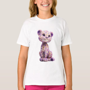 Sierlijke Paarse Wervel Luipaard Welpje Kinderen T-shirt