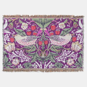 Sierlijke Paarse William Morris Strawberry Thief Deken