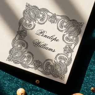 Sierlijke Paisley Houten Gepersonaliseerde Naam St Rubberstempel
