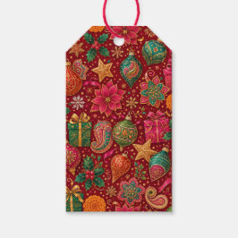 Sierlijke Paisley Kerstcadeaukaartjes Cadeaulabel