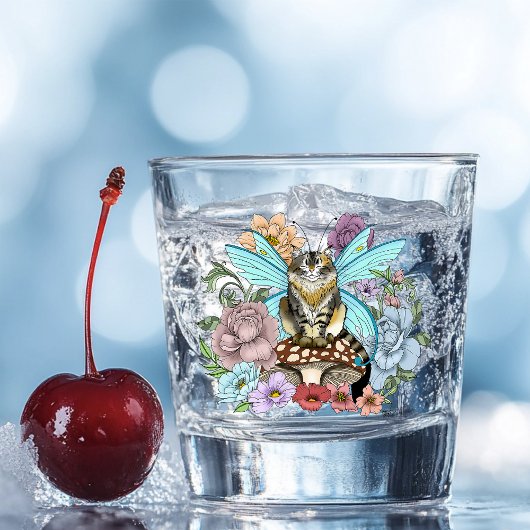 Sierlijke Pastelkleurige Lapjeskat Fee Bloemrijke Shot Glas