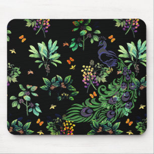 Sierlijke Pauw en Vintage Bloemen Muismat