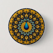 Sierlijke pauw vogel op wit ronde button 5,7 cm (Voorkant)