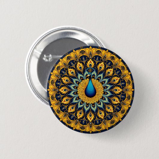 Sierlijke pauw vogel op wit ronde button 5,7 cm (Voorkant /achterkant)