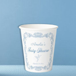 Sierlijke Periwinkle Baroque filigraan Baby shower Papieren Bekers